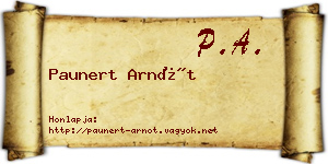 Paunert Arnót névjegykártya